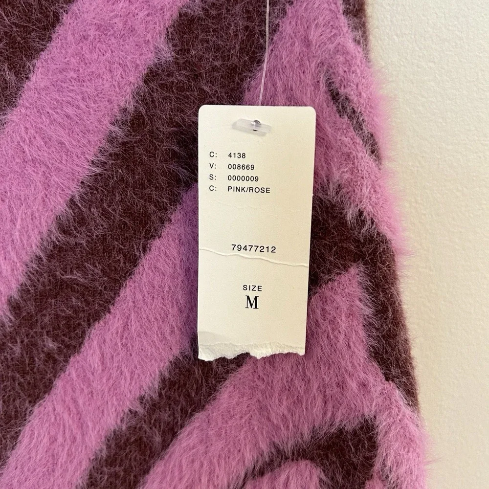 Anthropologie Skirt Fuzzy Rib Trim Waist Pink‎ Wine Size Medium Funky Retro NWT